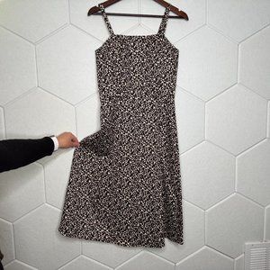 Black & White Print Midi Spaghetti Strap Dress — Size 8